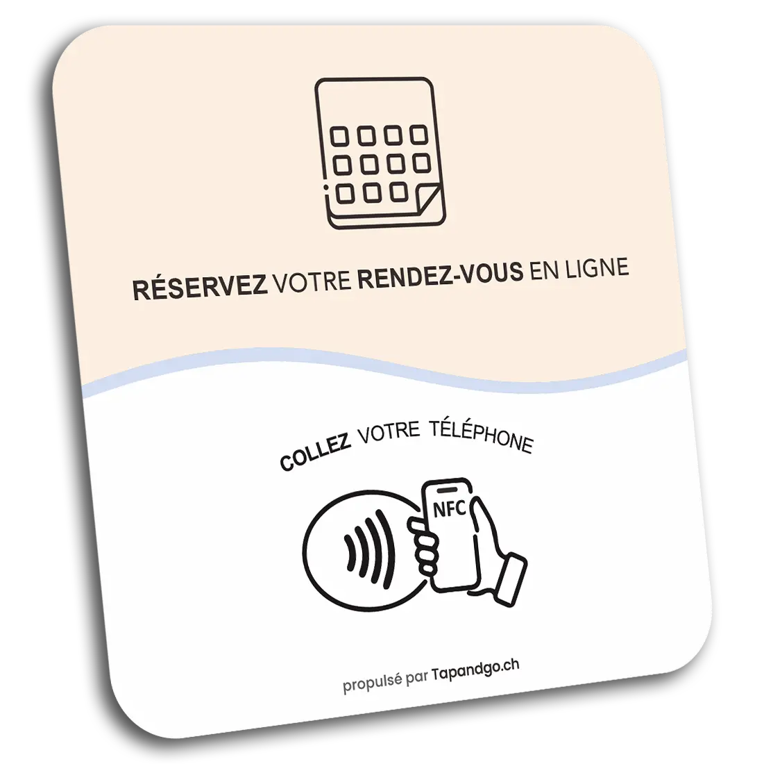 Plaque réservez votre rendez-vous en ligne Tap&Go