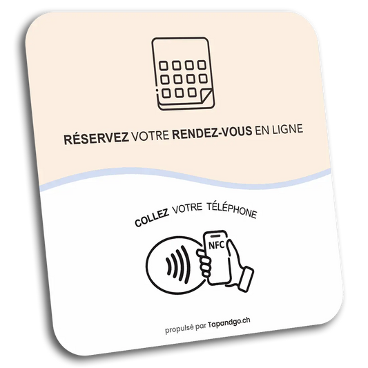 Plaque réservez votre rendez-vous en ligne Tap&Go